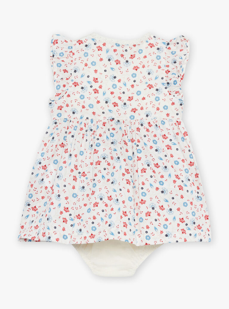 Robe cache-coeur écrue à fleurs et bloomer