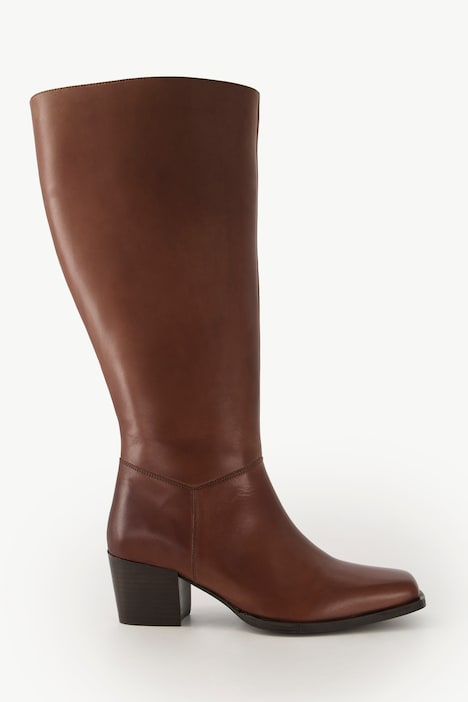 Lederstiefel, XL-Schaft, Elastikeinsatz, Weite H