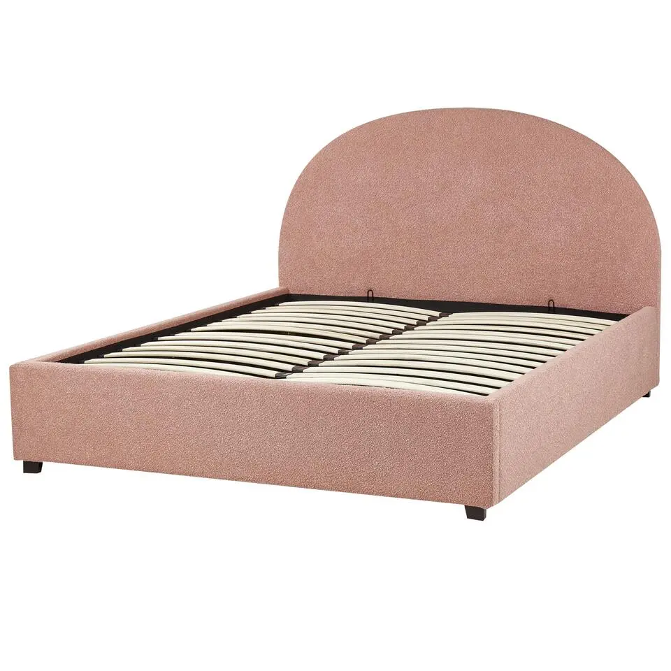 VAUCLUSE - Bed met opbergruimte - Pastelroze - 140 x 200 cm - Bouclé
