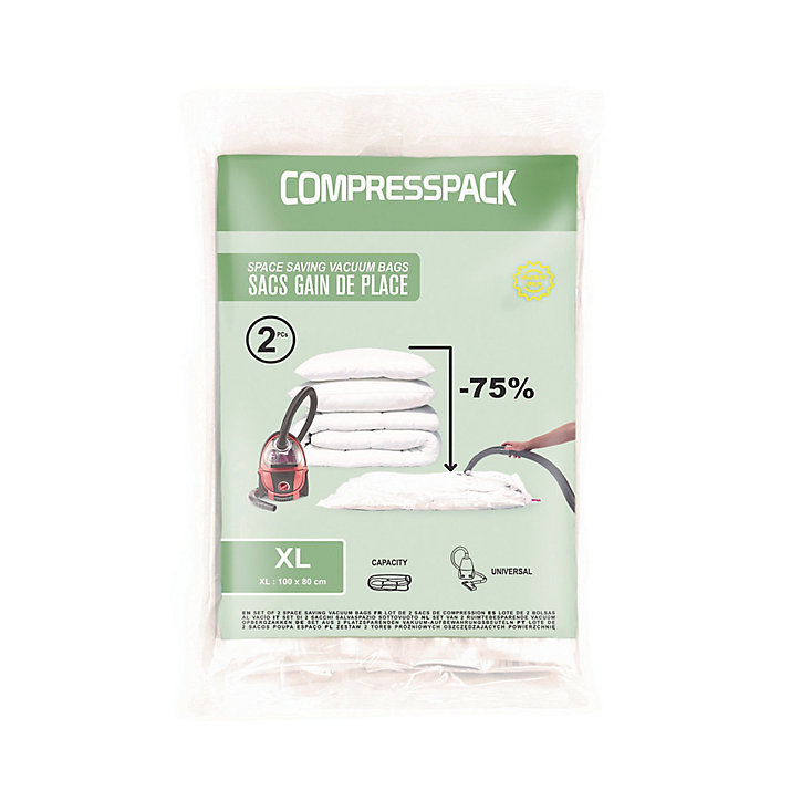Lot de 2 sacs de rangement sous vide Compactor Compresspack L. 100 x l. 80 cm