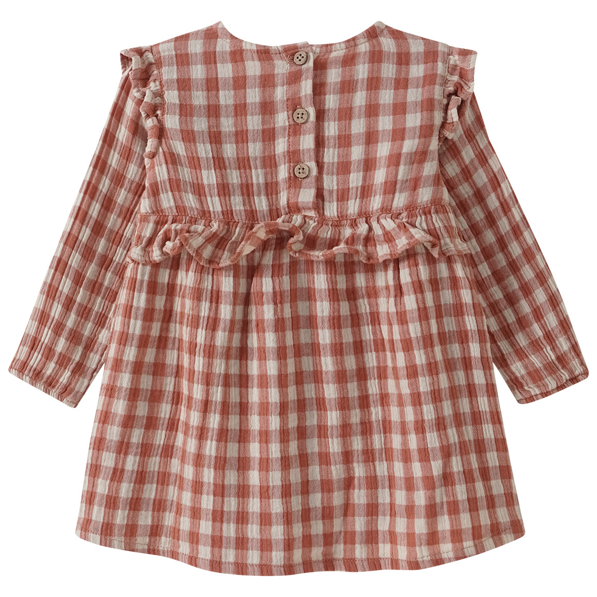 Topomini Pure Collection Baby Musselin-Kleid mit Karo-Muster terracotta / beige