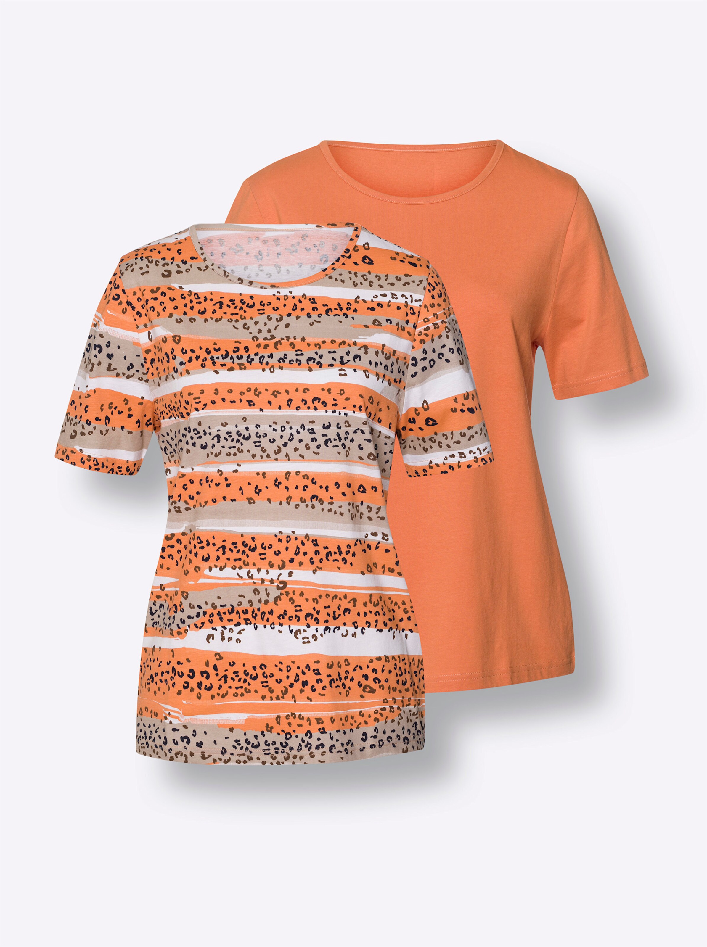 Doppelpack Shirts in papaya-sesam-bedruckt + papaya