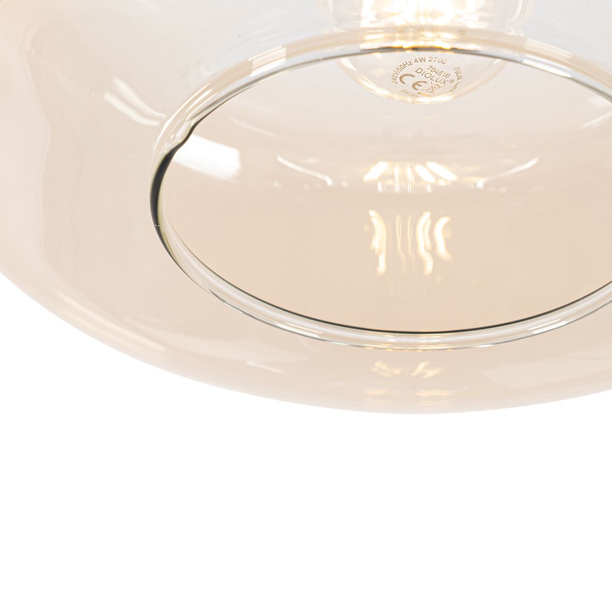 Smart hanglamp zwart met amber glas incl. Wifi A60 - Bizle