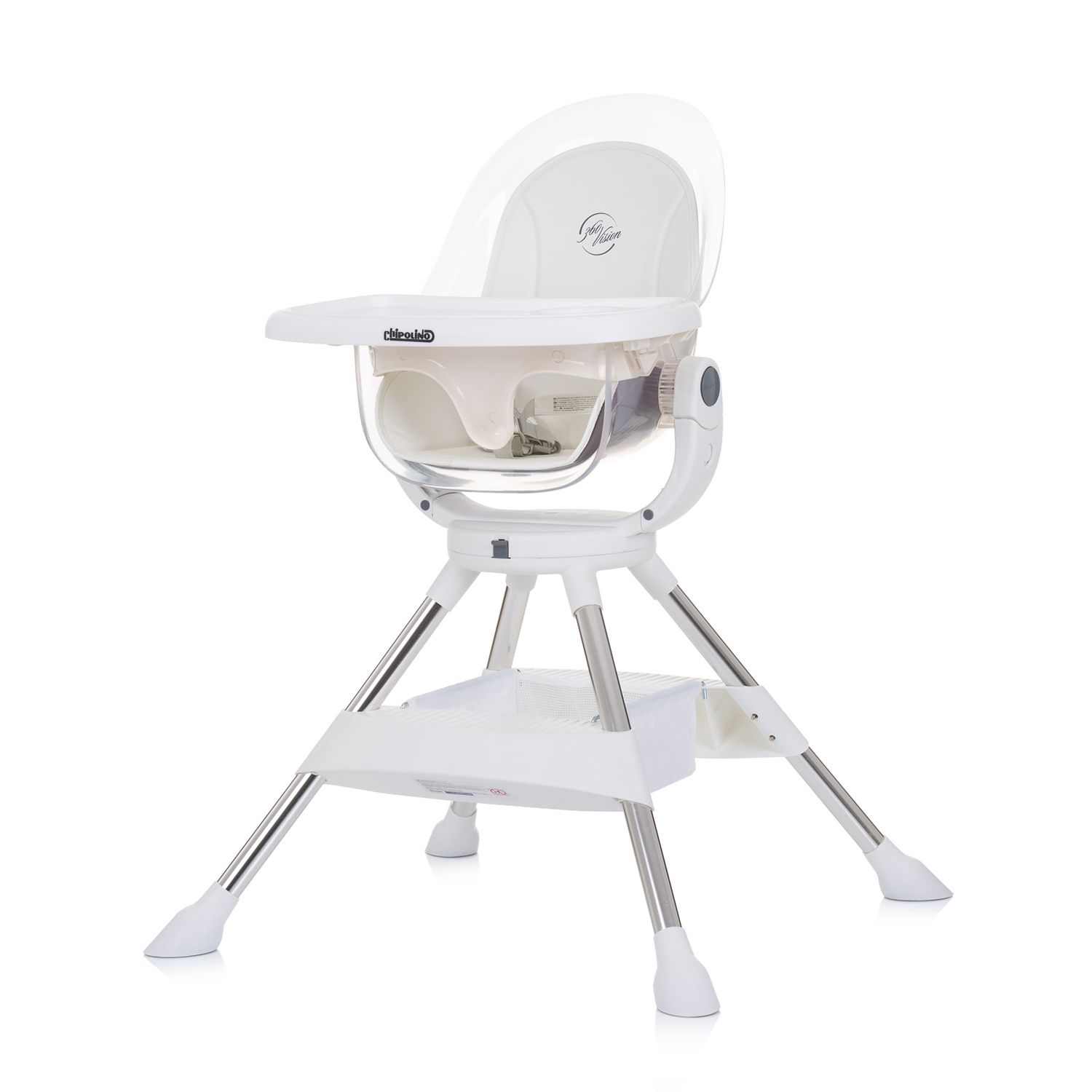 Chipolino Kinderhochstuhl Vision, Sitz 360° drehbar, Rückenlehne verstellbar weiß