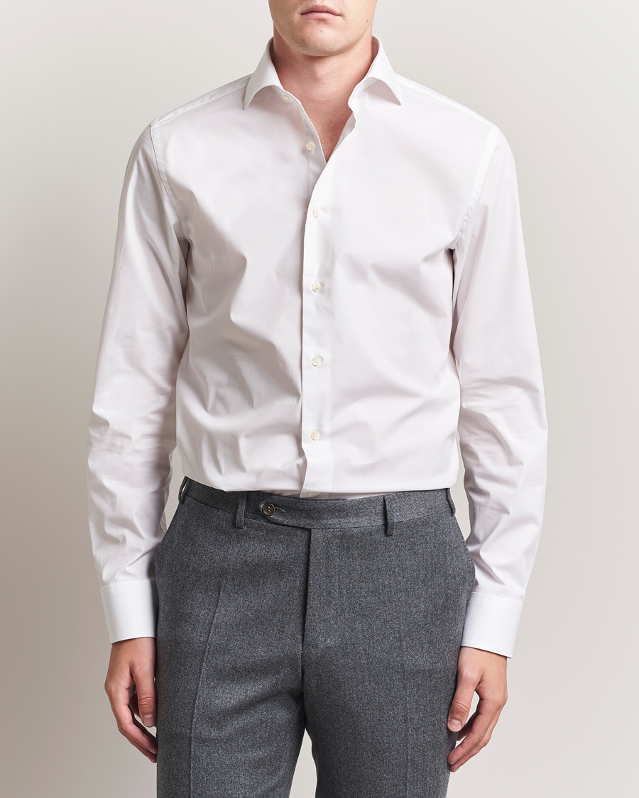 Canali Slim Fit Cotton/Stretch Shirt White