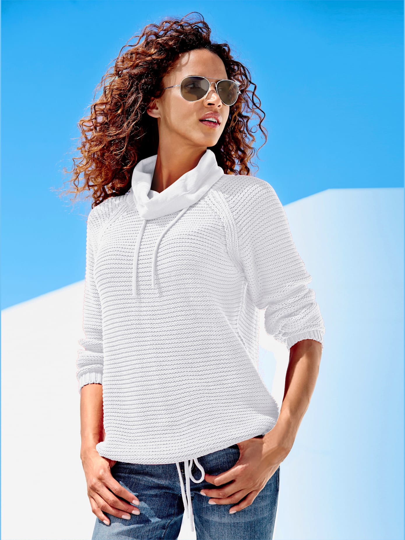 Pull à col roulé pur coton
