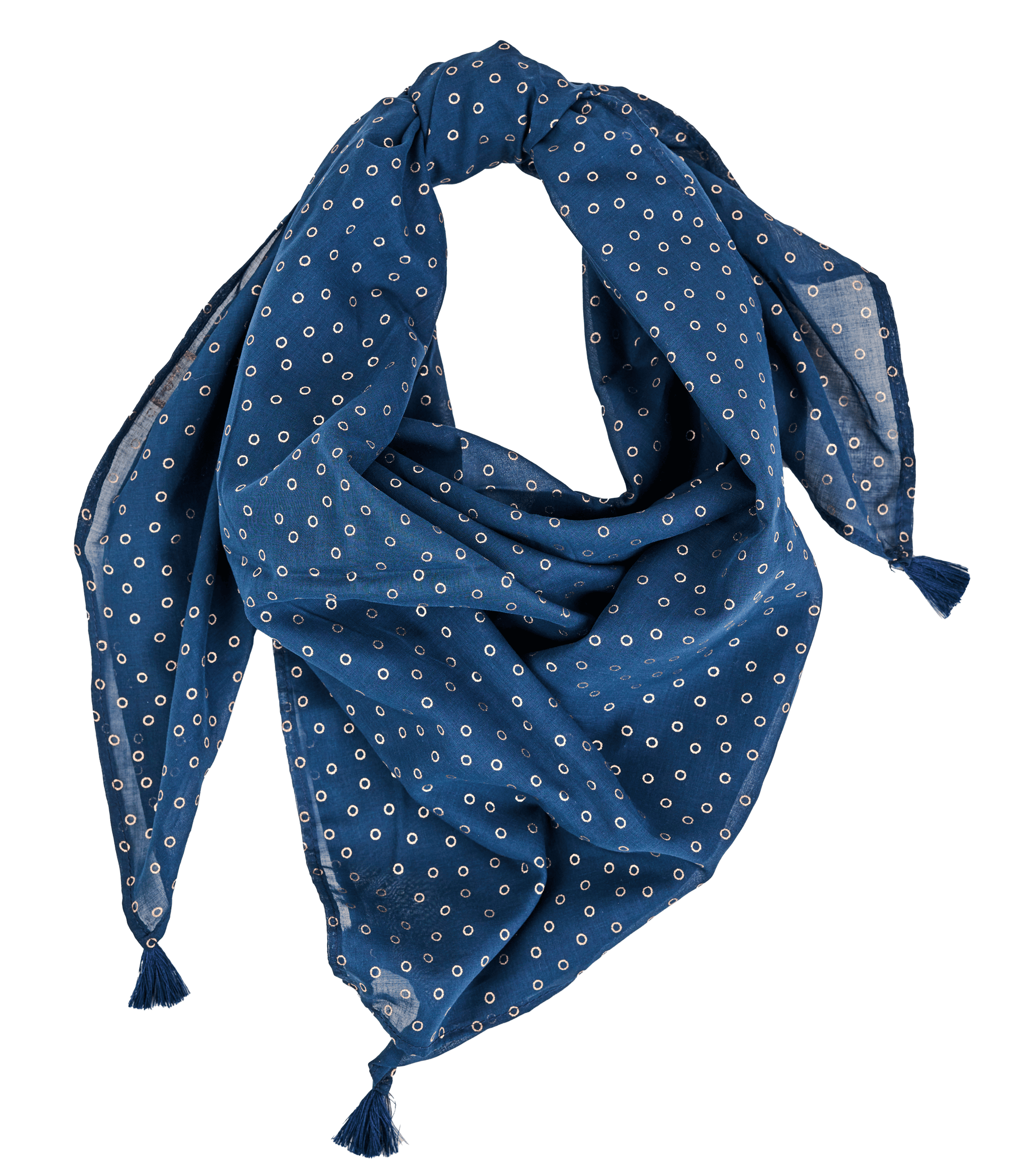 Foulard Pompon Bulle Bronze Marine
