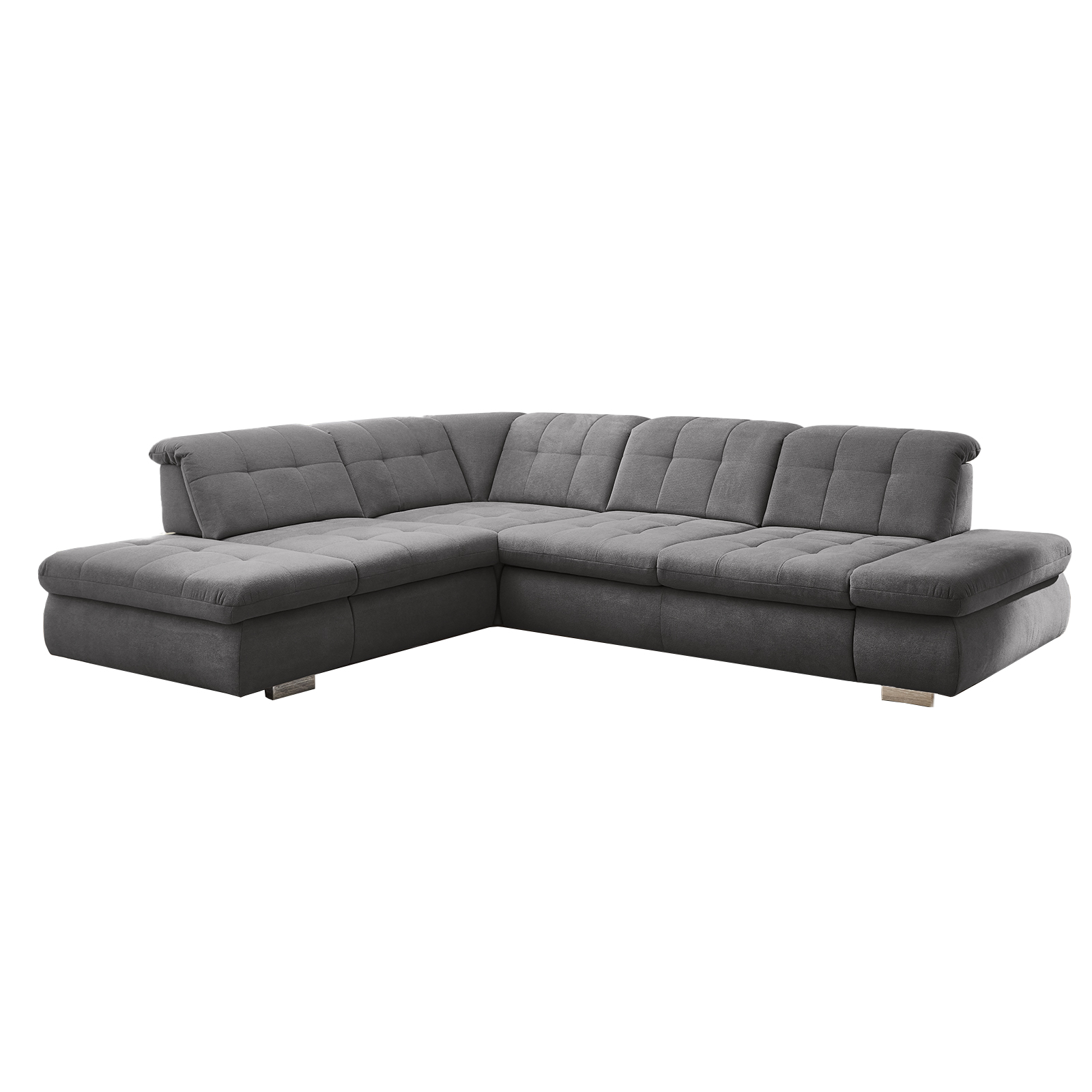 polsterpower Ecksofa - grau - Basismodell - Anstellhocker links