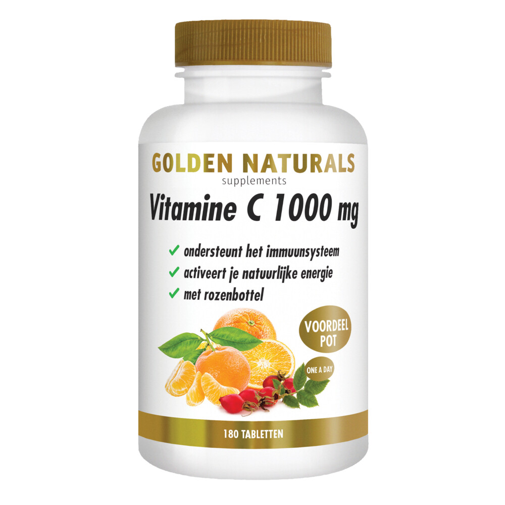 Golden Naturals Vitamine C 1000mg Rozenbottel Vegan180 tabletten