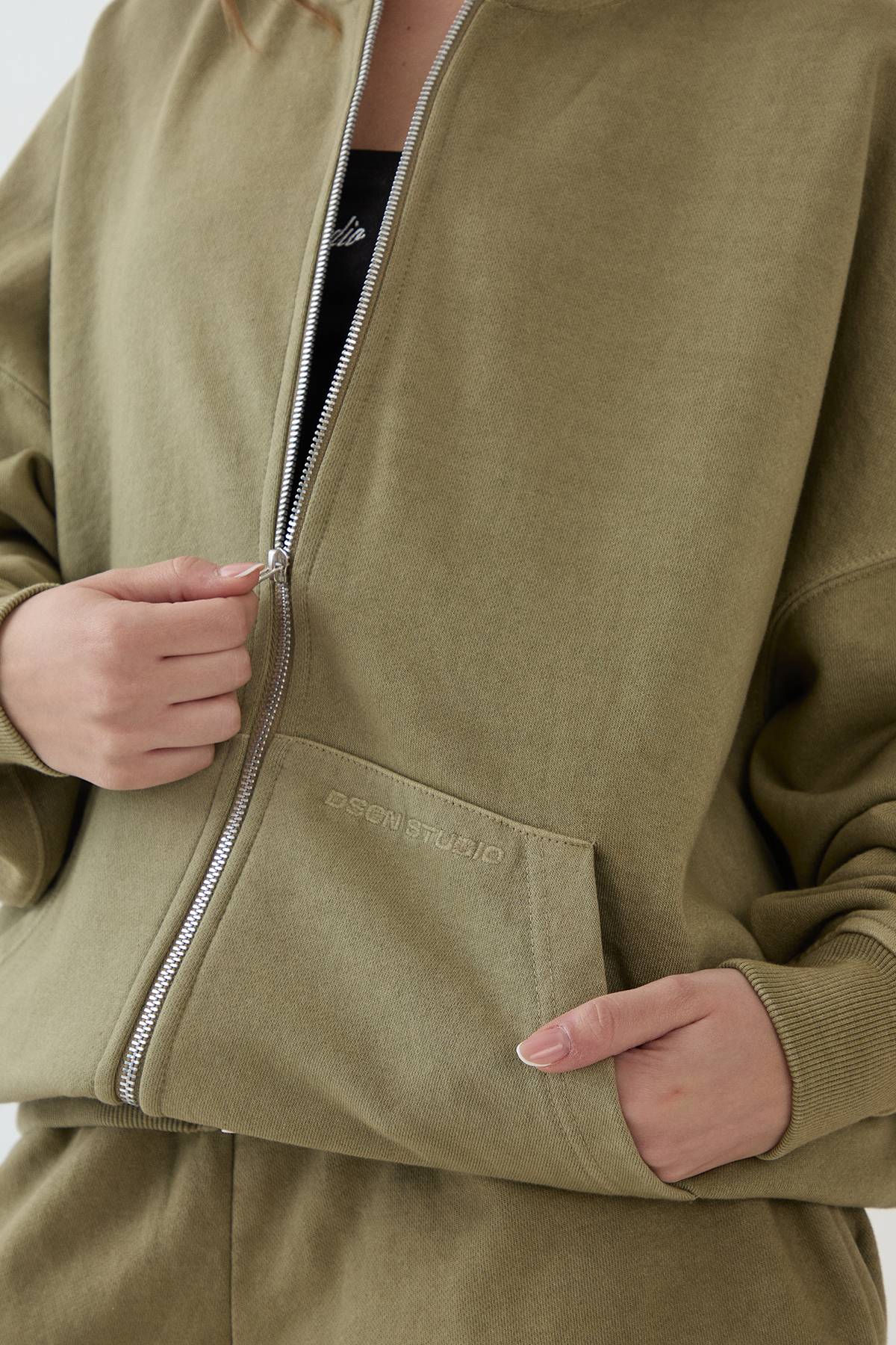 Sweat À Casynthétiqueche Zippé Oversize Effet Délavé Épais Dsgn Studio