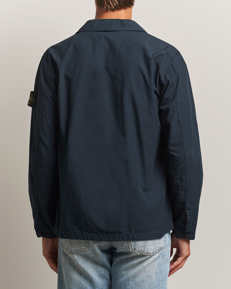 Stone Island Garment Dyed Organic Cotton Zip Overshirt Navy