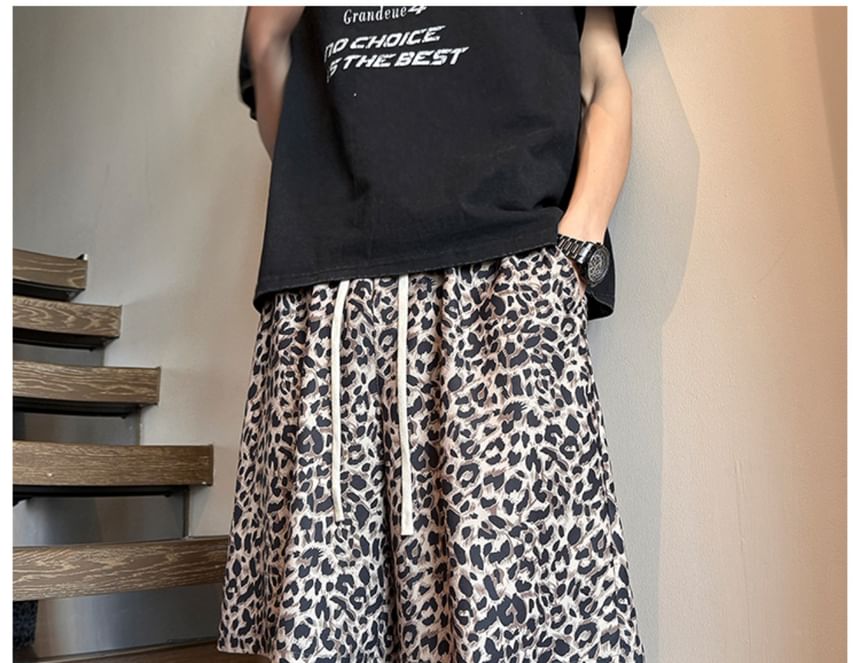 AXEN - Shorts met luipaardprint en trekkoord in de taille