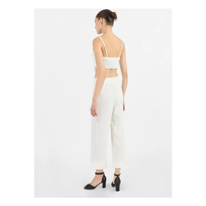 Masscob Pantalon Perris Rayures Coton et Soie | Ecru