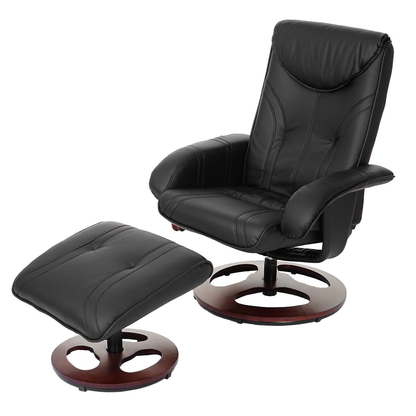Relaxsessel MCW-C46, Fernsehsessel Sessel mit Hocker, Kunstleder ~ schwarz