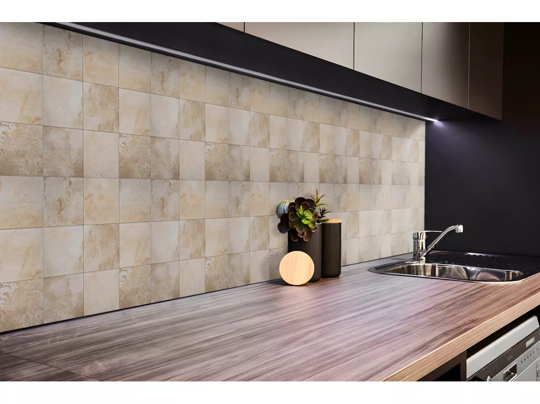 Panneaux muraux en vinyle, Planches en vinyle adhésives - 100x50 cm - Structure en pierre