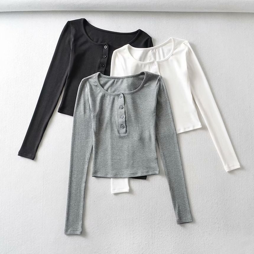 Sosana - Henley T-shirt met lange mouwen