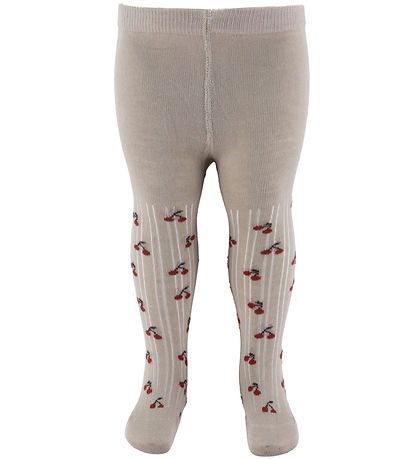 Minymo Strumpfhosen - 2er-Pack - Light Taupe m. Kirschen