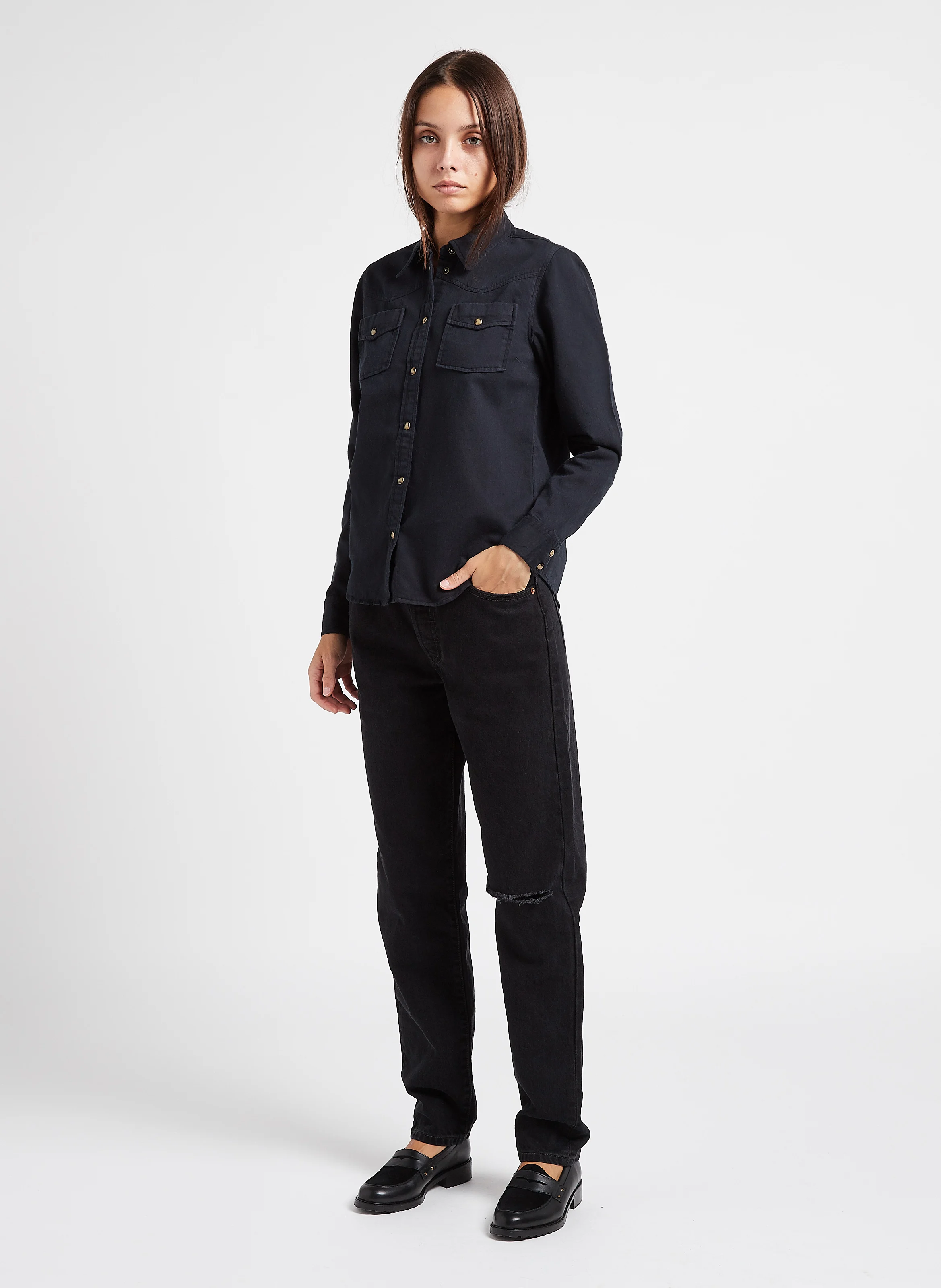 BOB - Chemise col classique en coton| Noir