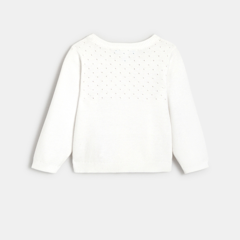 Gilet maille tricot effet pointelle blanc bébé fille