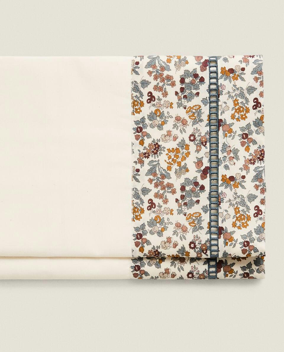 Conjunto de mini berço infantil em tecido com estampa floral (conjunto de 2)