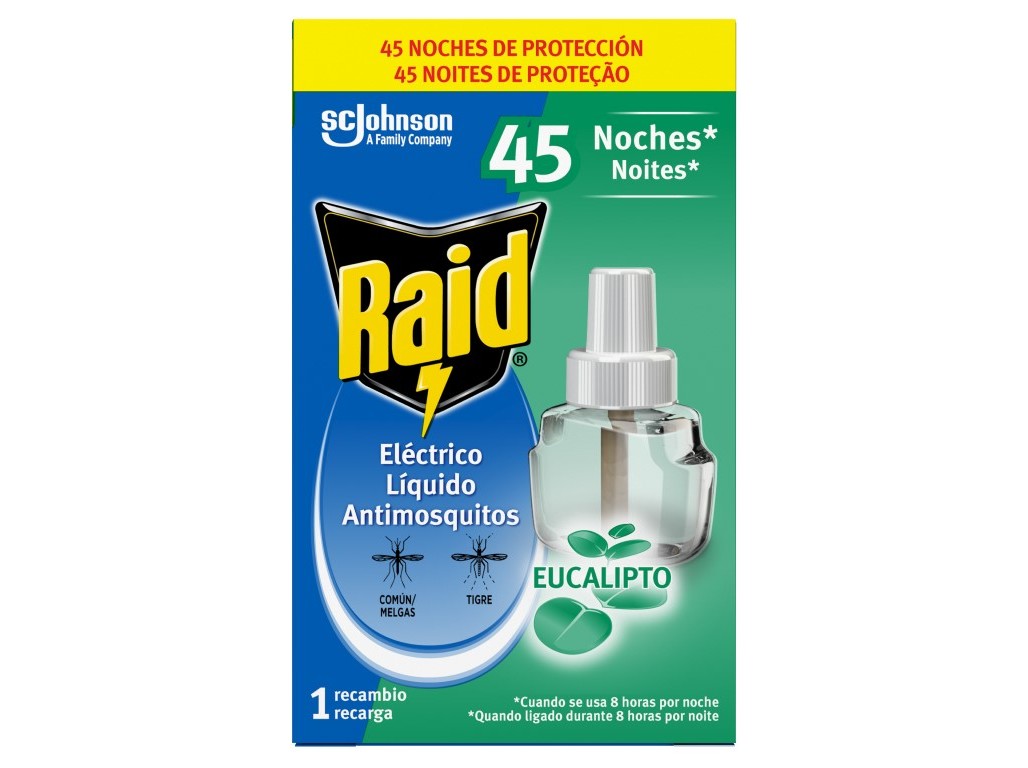 INSECTICIDA ELÉCTRICO RECARGA RAID EUCALIPTO 27ML