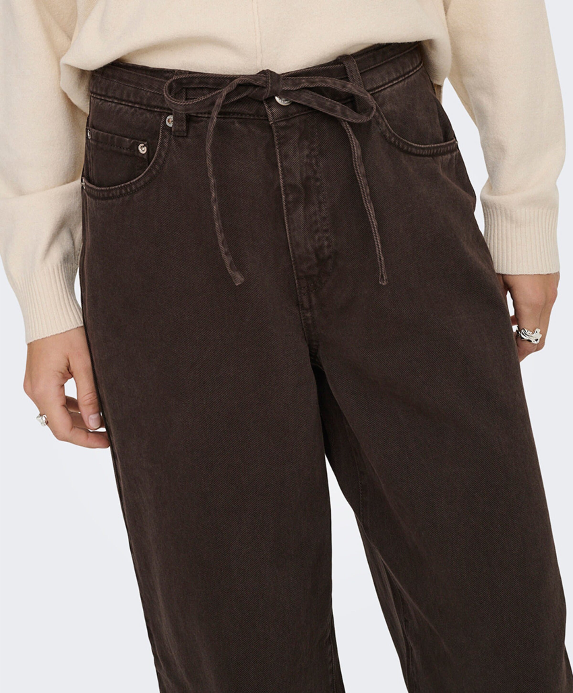 Only ONLGIANNA MW STRAIGHT DNM BROWN DNM dames jeans bruin