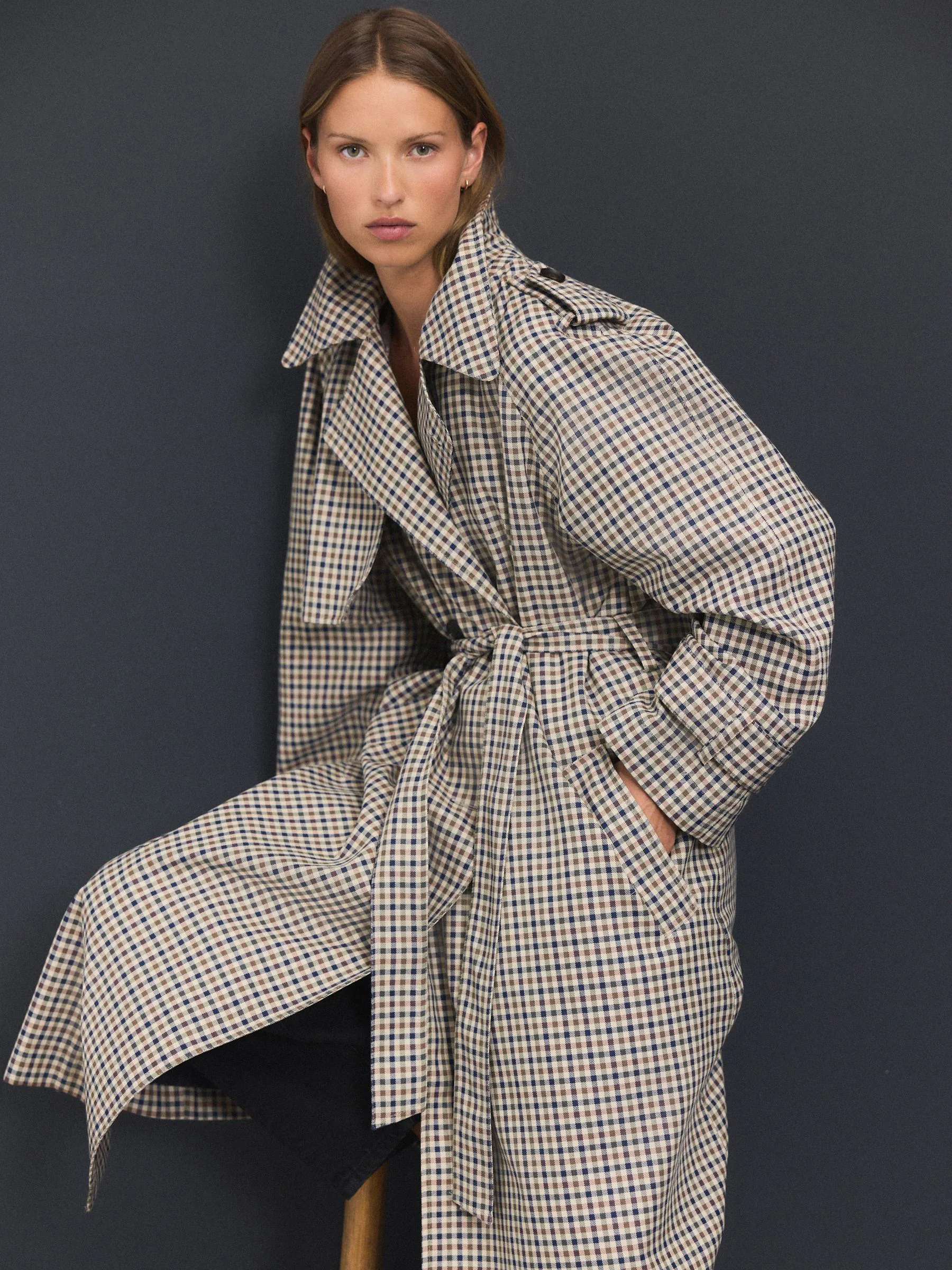 Neutraal geruit - Trenchcoat
