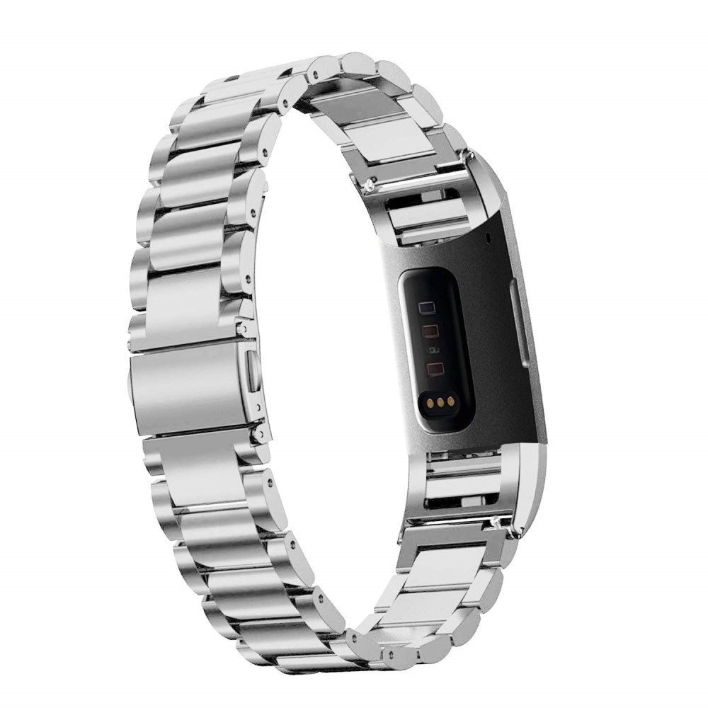 Fitbit Charge 4 / 3 Edelstahl Armband mit Metallschliesse - Silber