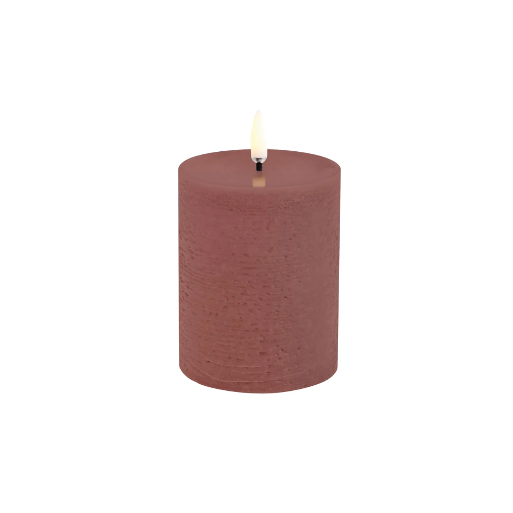 Uyuni  LED Rustic pillar lys, Terracotta - H10 cm.