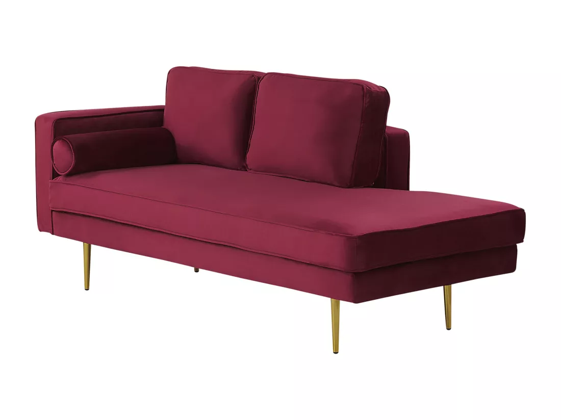 Chaise longue en velours rouge foncé côté droite MIRAMAS
