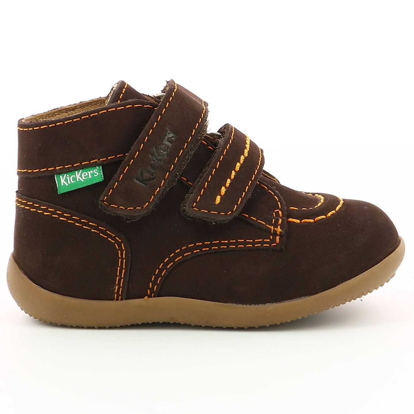 Kickers Bottillons en Velours de Cuir Bonkro marron foncé