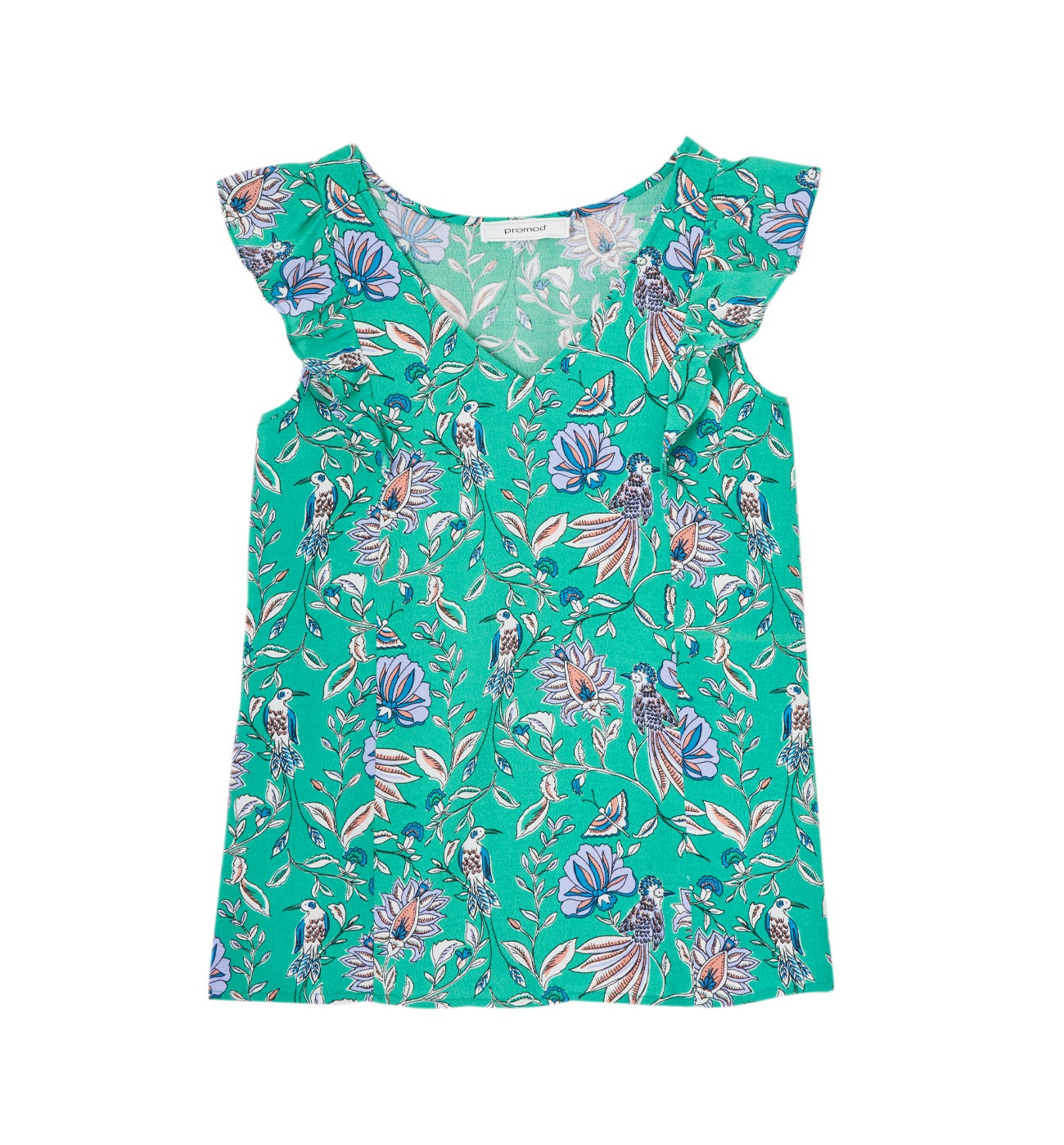Top à volants Femme - Imprimé vert