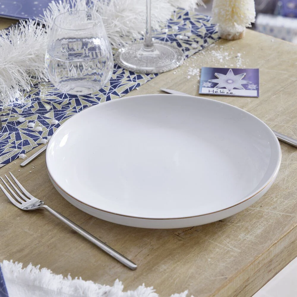 Assiette plate blanche bordure dorée Ø27cm