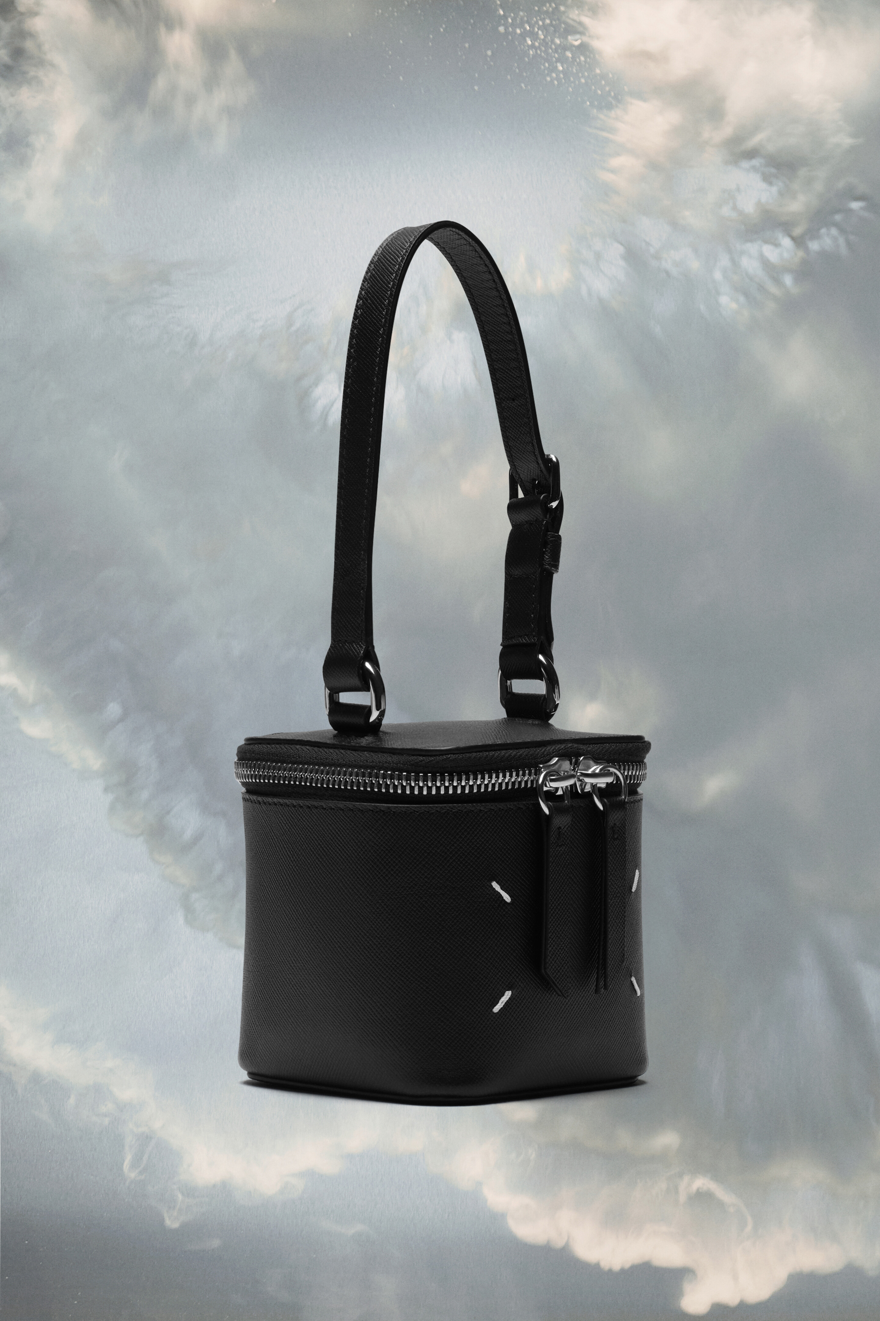 Mini sac box noir en cuir Noir