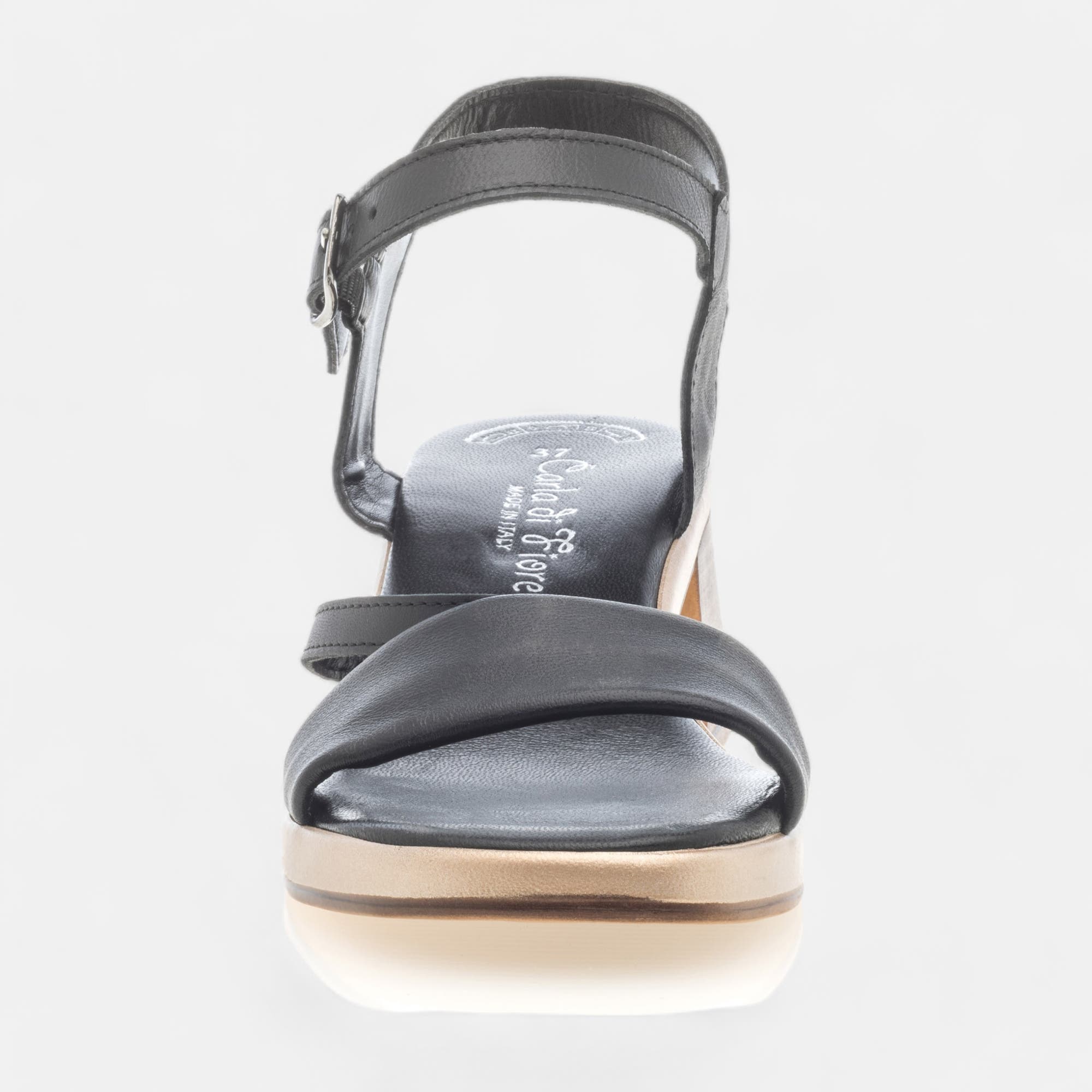 Nu-pieds à talon Femme en cuir noir