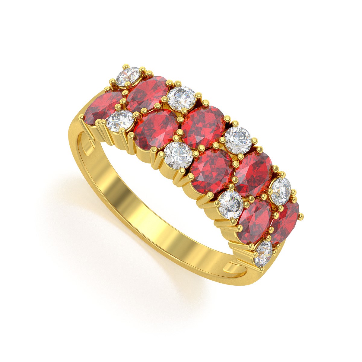 Bague ADEN Or 585 Jaune Rubis et diamants 2.524grs