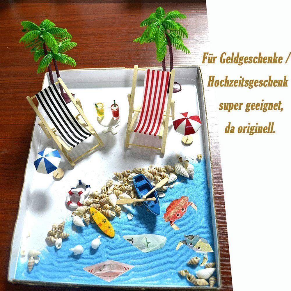 (19-tlg. Set) Deko Miniatur Strand Zubehör Bastel DIY Micro Beach