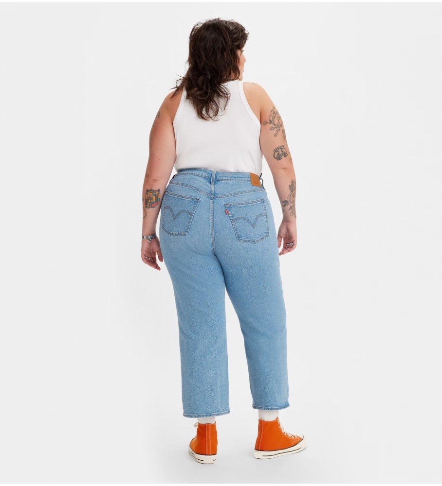 Calça jeans reta Levi's Ribcage Blue na altura do tornozelo