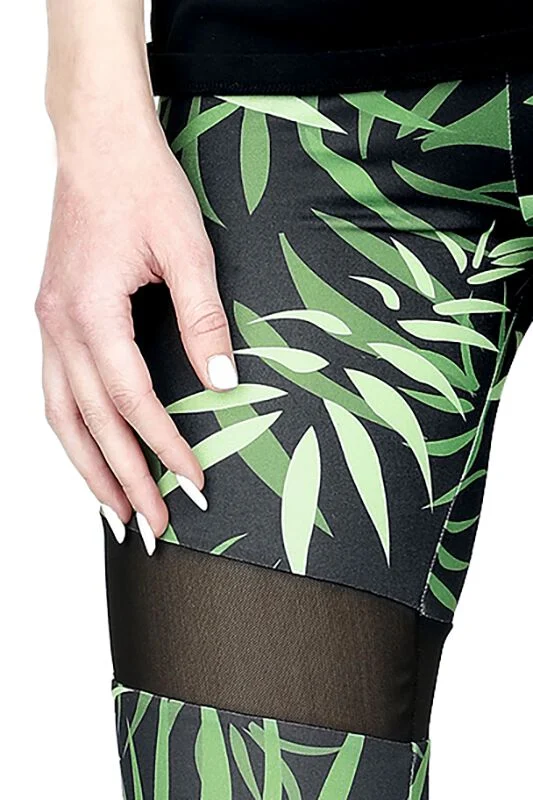 Leggings imprimé bambous & empiècements en mesh | RED by EMP Legging