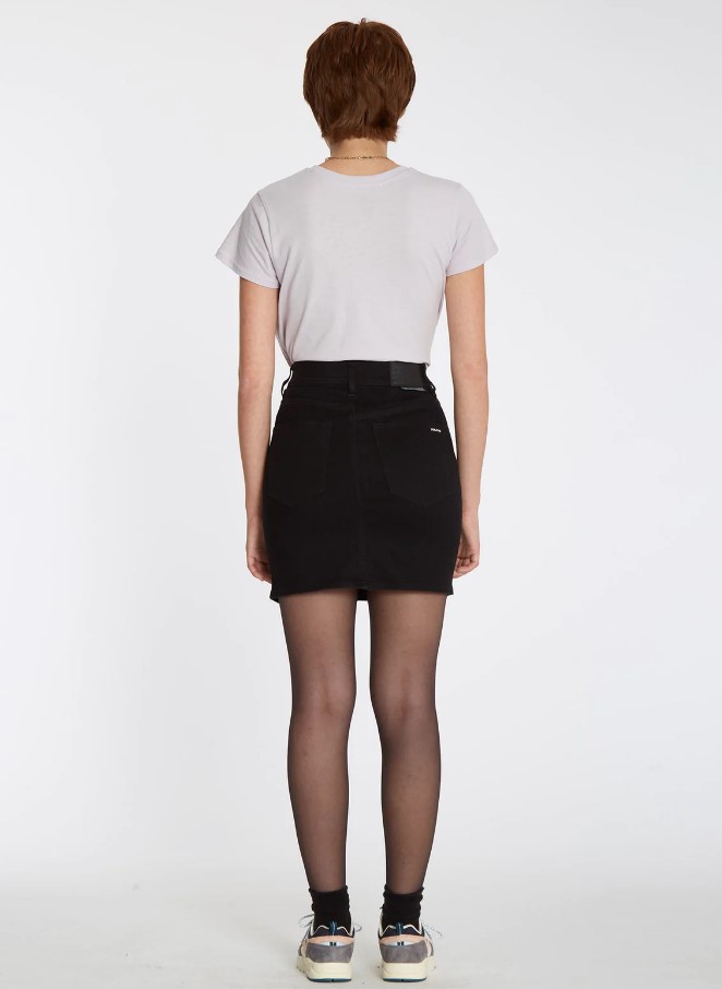 Volcom Weellow Denim Skirt Black