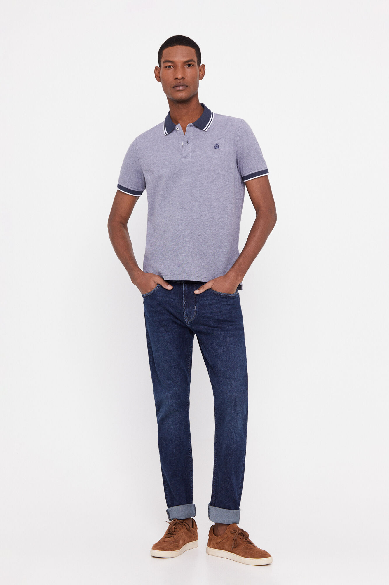 Camisa polo estilo Oxford - Azul marinho