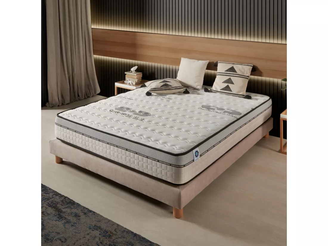 Naturalex - Matelas Visco-carbone 90x190 cm - Mousse HR - Soutien Blue Latex - Très Épais 24 cm, Mémoire de forme, 7 zones, Antistress - Réversible été, hiver