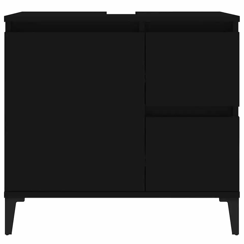 vidaXL - Zwart Wastafelonderkast - 1 deur 2 lades - Hout en metaal - 65x33x60 cm