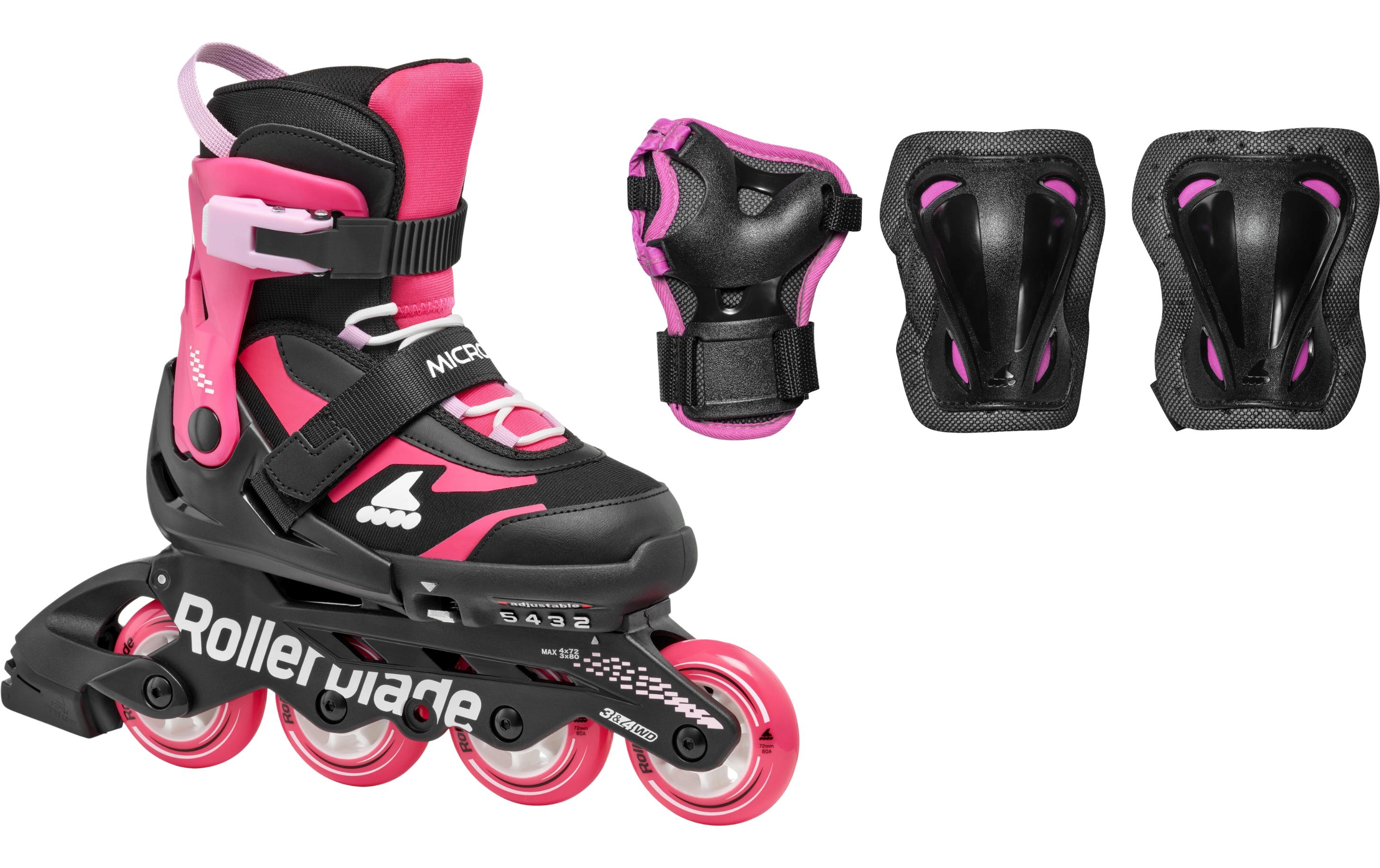 Inline-Skates Microblade Combo Schwarz/Pink, 28-32<br>Inline-Skates und Schutzausrüstung im Set (3 Stück)