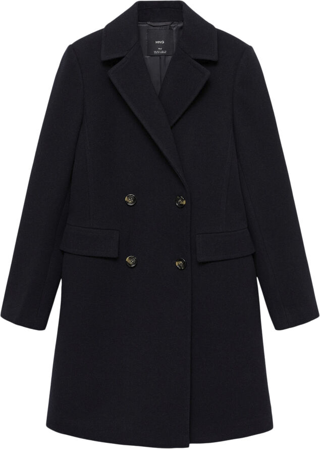 MANGO Double-breasted wool coat Navy