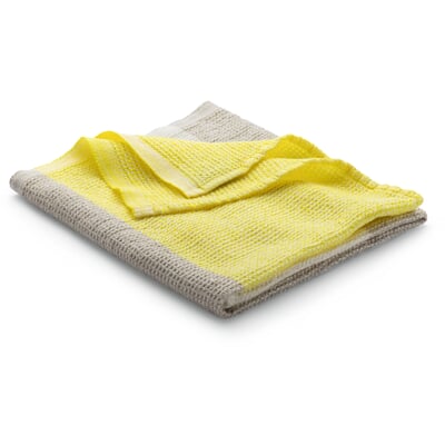 Waffelpiqué Lyocell Leinen, Gelb-Natur-Weiß, Handtuch