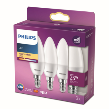 Philips LED kaars E14 25W 3 stuks mat niet dimbaar