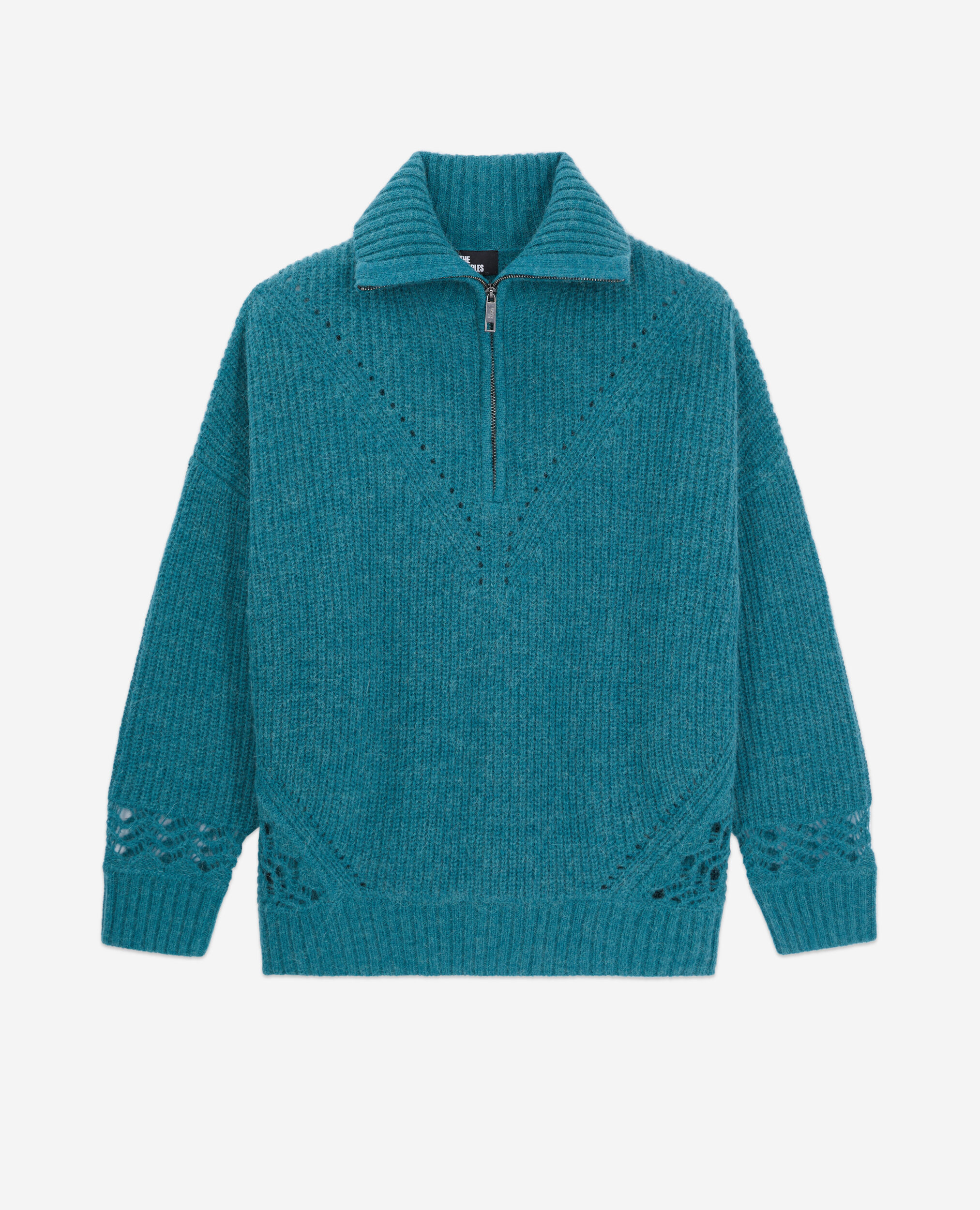 Blue wool-blend sweater