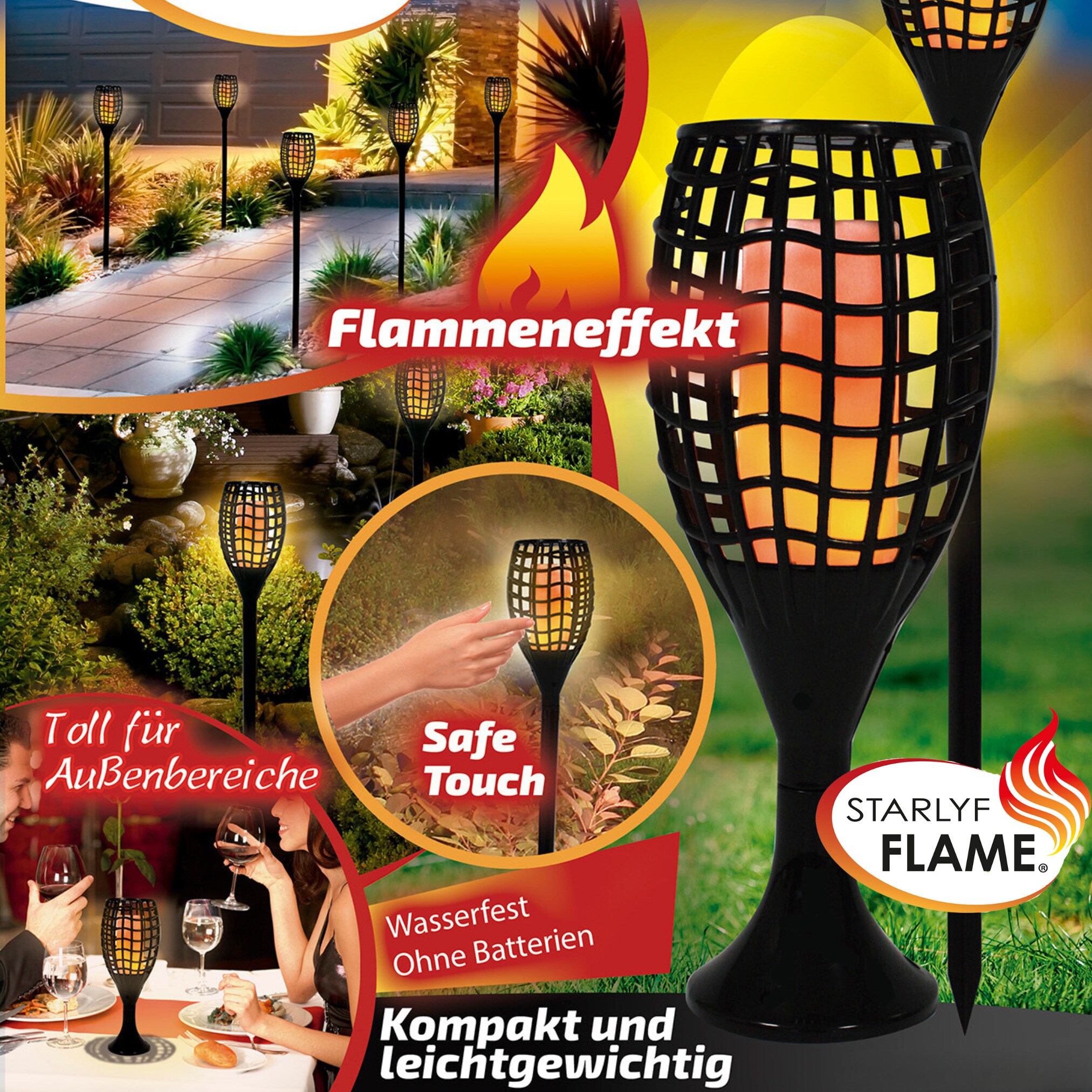 Starlyf® LED Solarleuchte, Solar Feuer Fackel für den Garten Flame