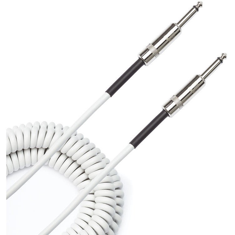 D'Addario PW-CDG-30WH Coiled instrumentkabel wit 9 m (30 ft)